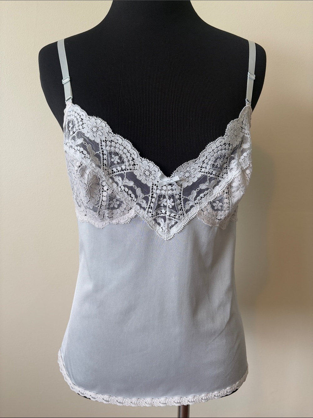Vintage Light Gray Lace Trim Camisole size S/M